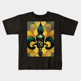 Green Fleur De Lis Kids T-Shirt